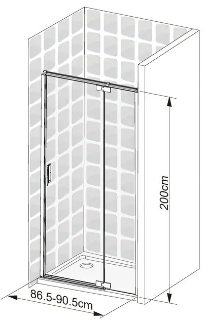 Porta doccia girevole Neo L 90 x H 200cm, Sp. 5 mm in vetro profilo cromo