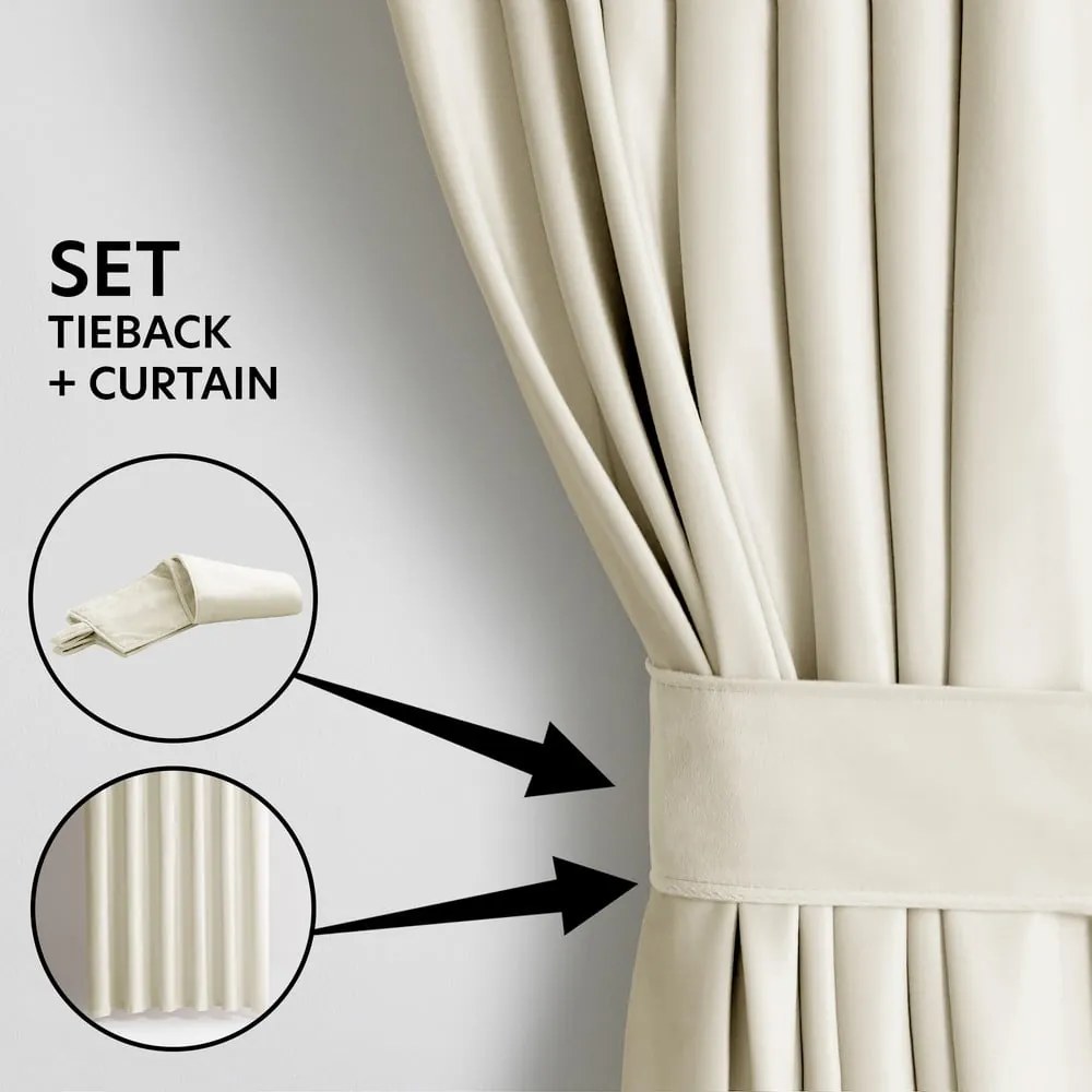 Tenda parzialmente oscurante color crema in velluto 140x270 cm Pleat – Restilo