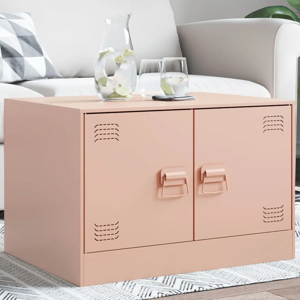 Tavolino Da Salotto Rosa 67x50x44 Cm İn Acciaio /