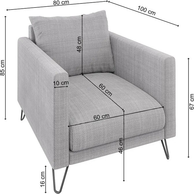 Poltrona grigio chiaro con rivestimento in ciniglia Freya – Ropez