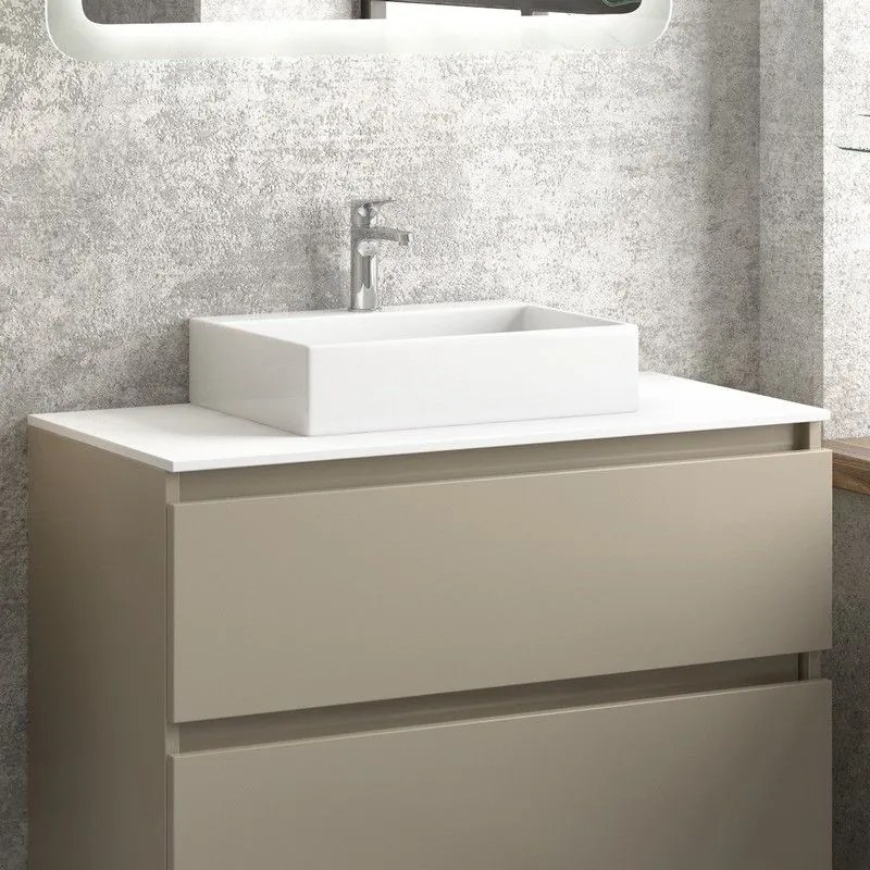 Kamalu - composizione bagno 100cm installazione a terra: mobile, specchio led e colonna tod-100d