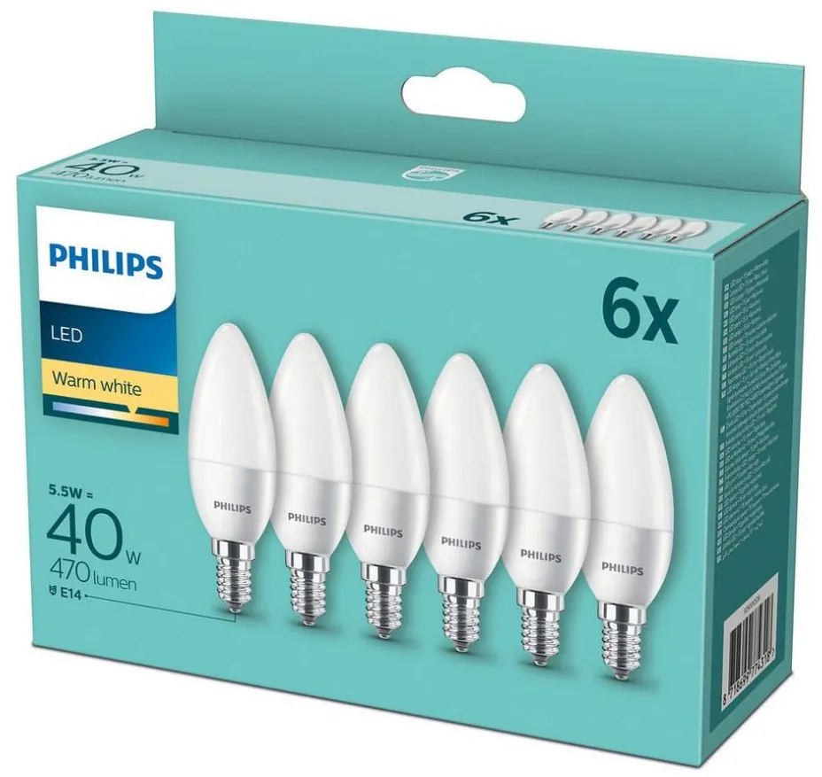 KIT 6x Lampadina LED Philips E14/5,5W/230V 2700K