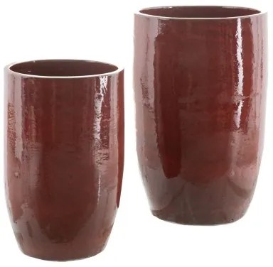 Vaso 52 x 52 x 80 cm Ceramica Rosso (2 Unità)