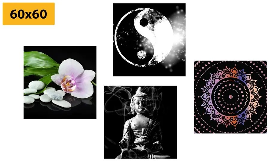 Set di quadri – Feng Shui su sfondo nero