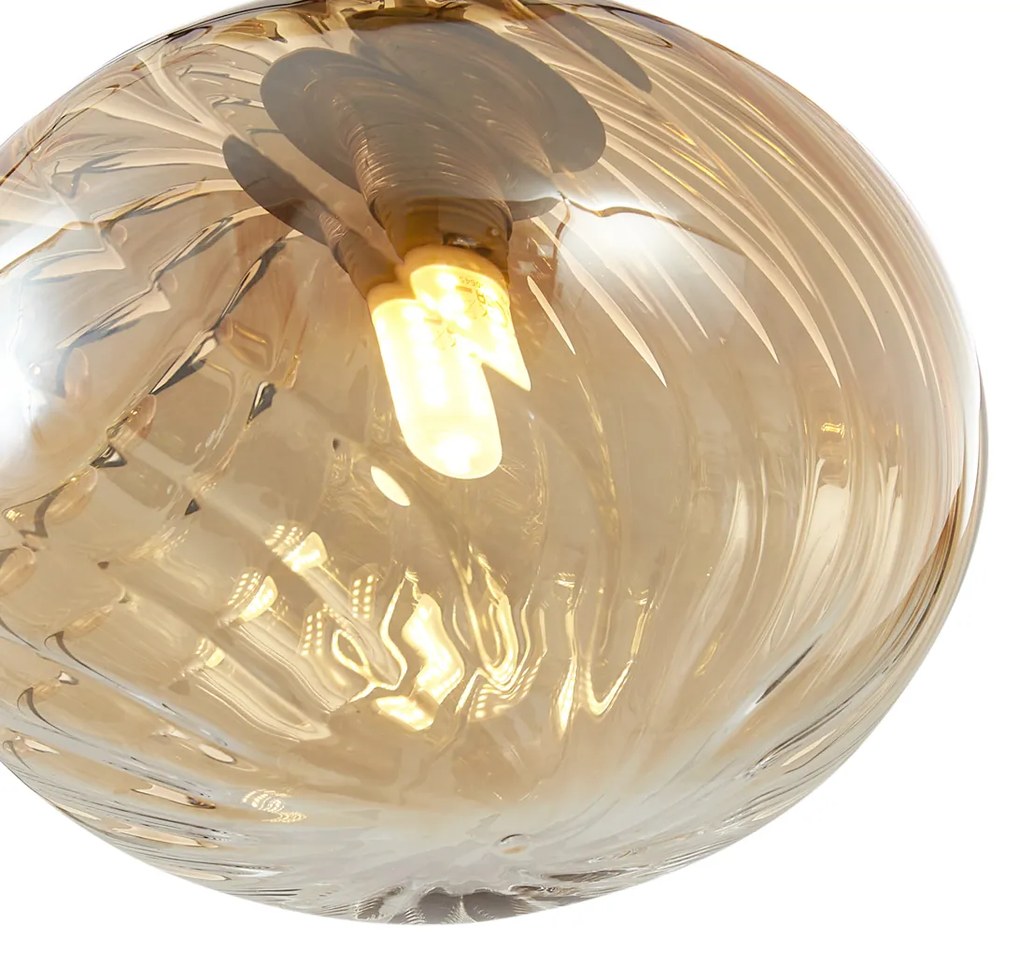 Lampada a sospensione Art Déco oro con vetro ambrato 9 luci - Jia