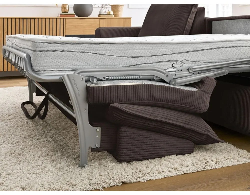 Divano angolare marrone allungabile (con composizione variabile) con rivestimento in velluto a coste Augustin – Bobochic Paris