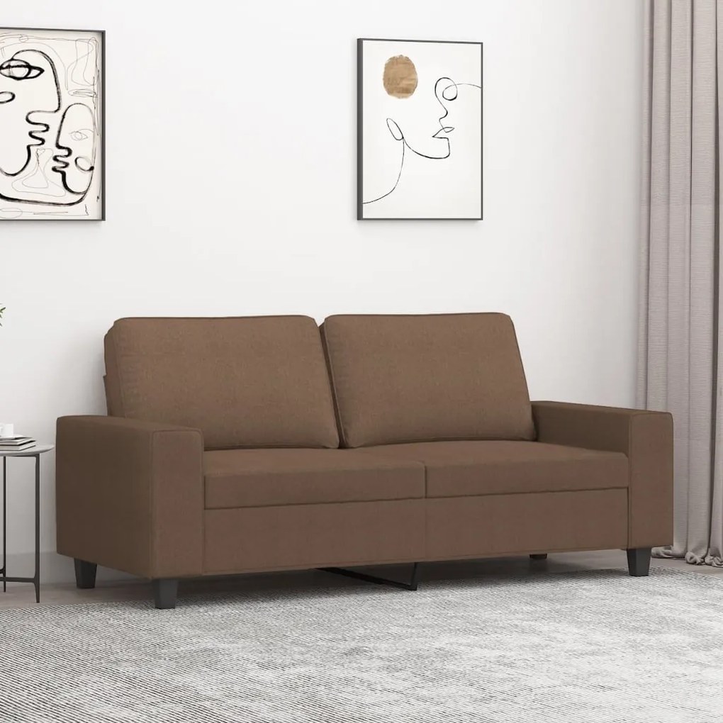 Divano A 2 Posti Marrone 140 Cm İn Tessuto /