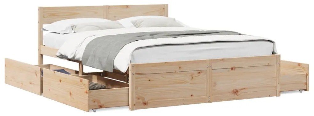 Letto Senza Materasso 160x200 Cm İn Legno Massello Di Pino /