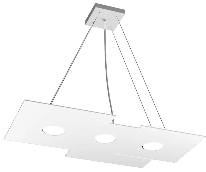 Sospensione Moderna Rettangolare Plate Metallo Bianco 3 Luci Gx53