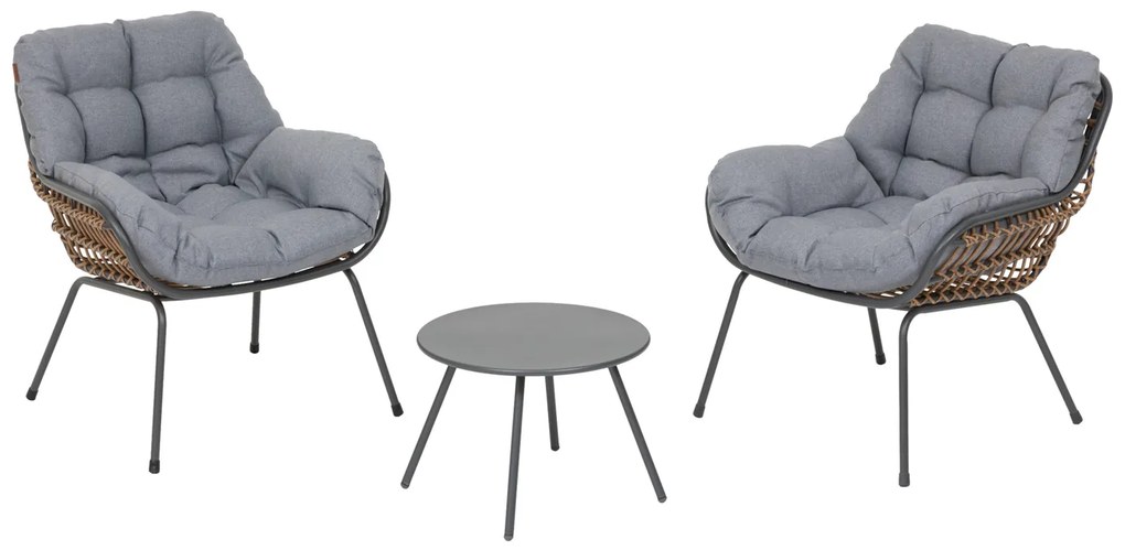 Set 2 poltrone giardino con tavolino grafite Paopao