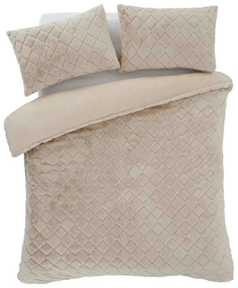 Set copripiumino e federa beige in micropile per letto matrimoniale e per letto esteso 230x220 cm Cosy Diamond – Catherine Lansfield