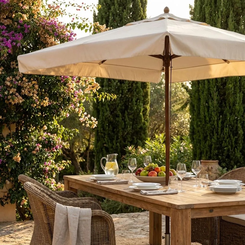 VICTOR - ombrellone da giardino palo centrale in legno 2 x 3 m