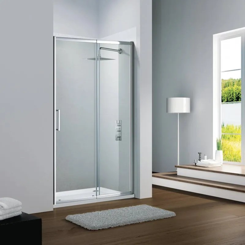 Porta doccia Slimline 100 cm, H 195 cm in vetro, spessore 6 mm trasparente silver