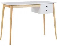 Scrivania Home Office Gambe in legno bianco e chiaro 106 x 48 cm con cassetto Retro