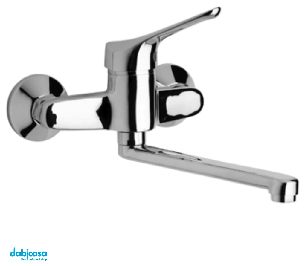 Piralla "Ariel" Miscelatore Lavello Cucina/Lavanderia a Muro C/Canna Orientabile Cromo Lucido