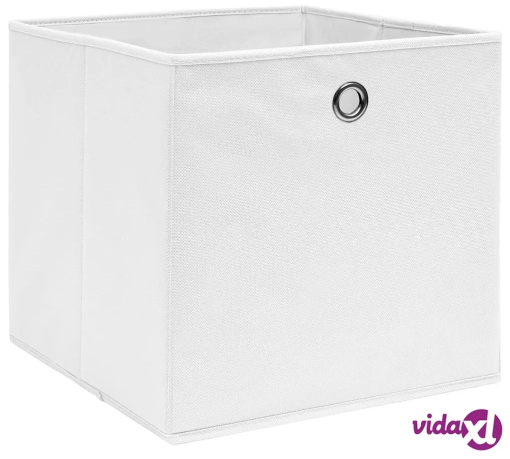 vidaXL Contenitori 10 pz in Tessuto non Tessuto 28x28x28 cm Bianco