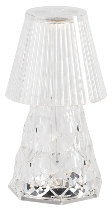 Lampada da tavolo in vetro trasparente con LED ricaricabile IP44 - Lola 20 Lux