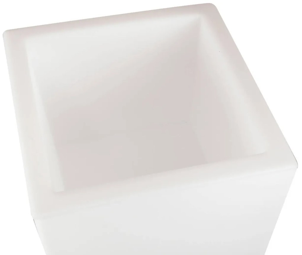 Vaso Illuminabile Quadrato 33x33xH70cm E27 Colore Bianco