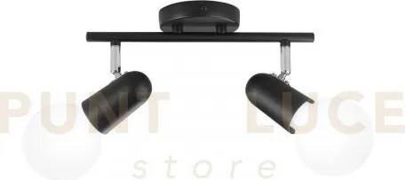 Spot punto nero 2 luci attacco e27 32x10x14cm in metallo