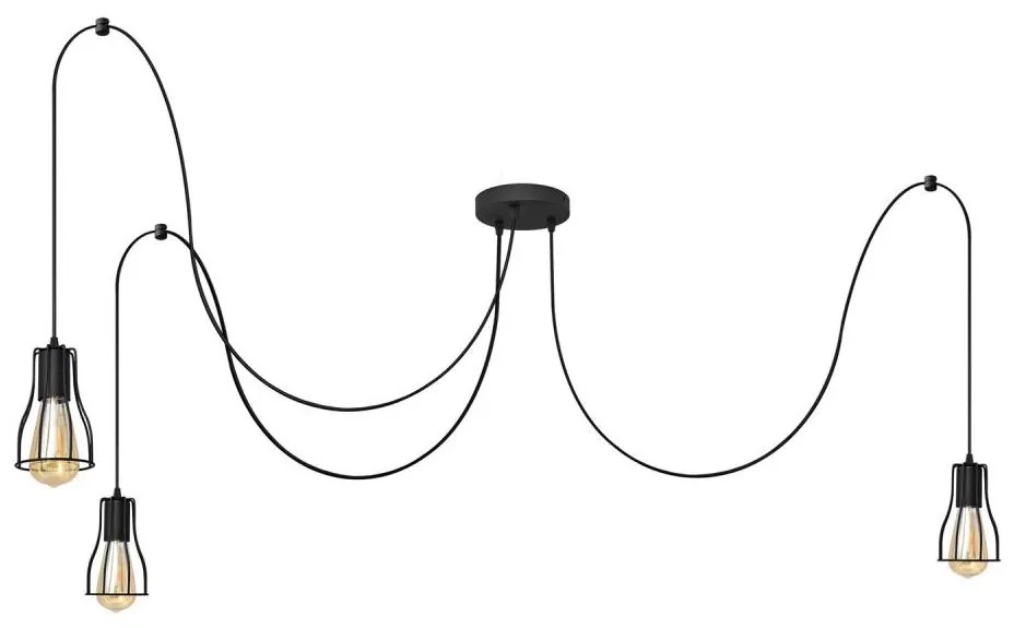 Lampadario a sospensione con filo TUBE LONG 3xE27/15W/230V nero