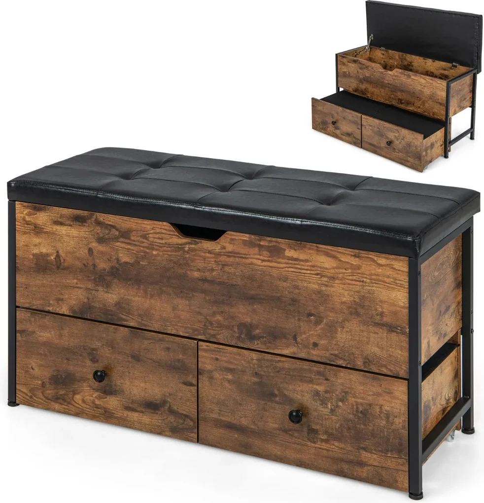 TG. 1) Relaxdays Cassapanca Contenitore, Panca In Legno, Cuscino - 4