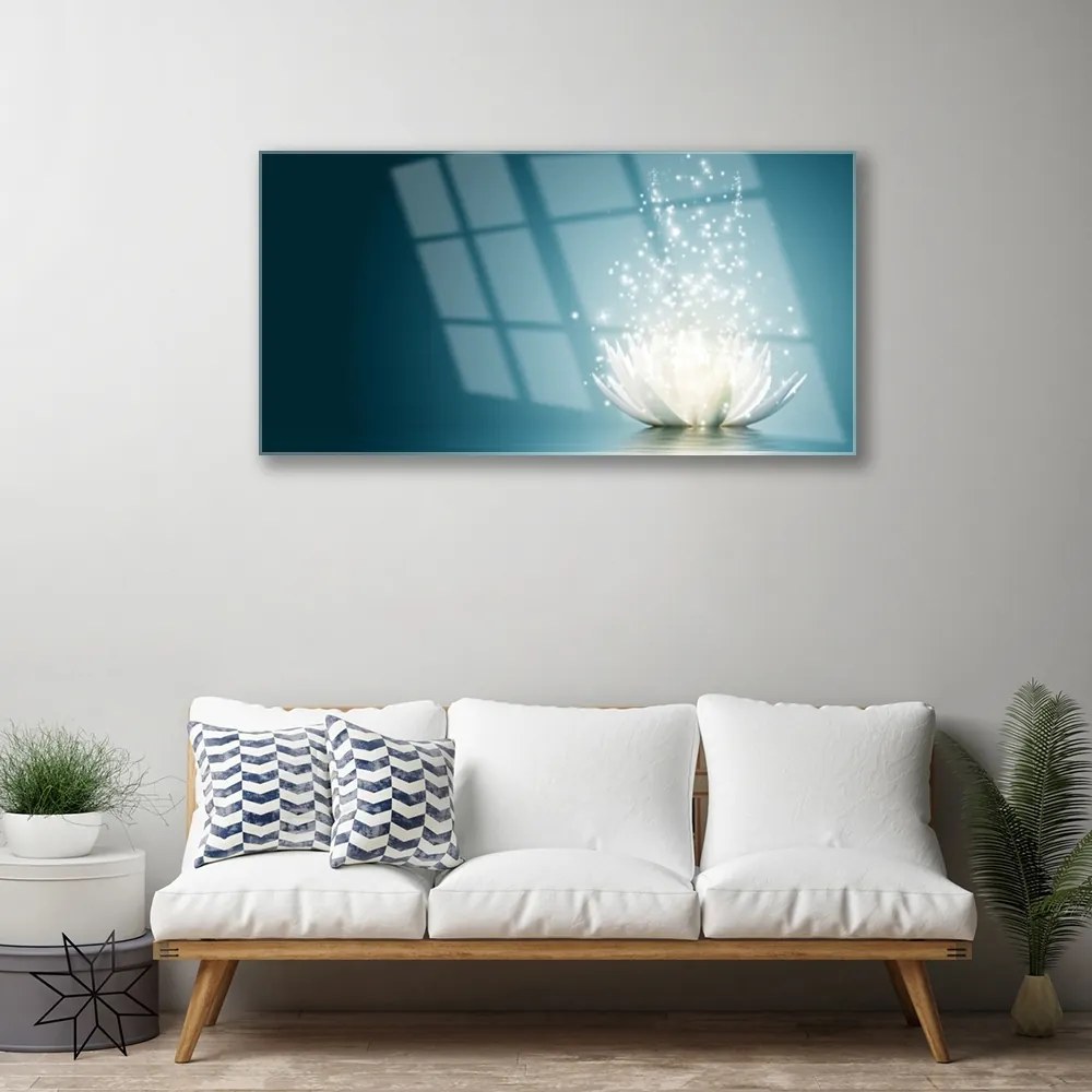 Quadro in vetro acrilico Pianta di fiori di loto 100x50 cm