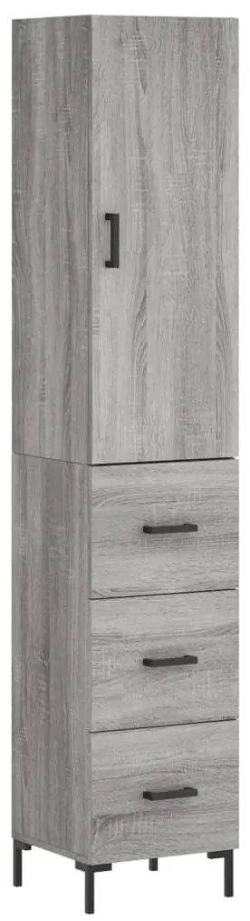 Credenza grigio sonoma 34,5x34x180 cm in legno multistrato