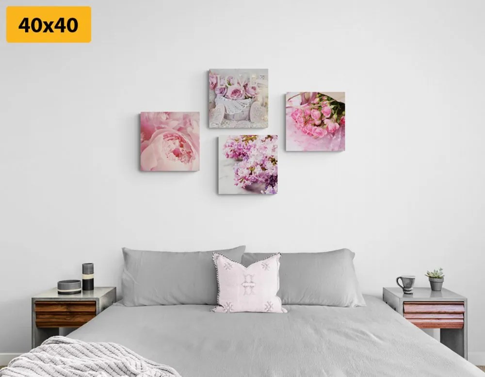 Set di quadri – Natura morta delicata di fiori