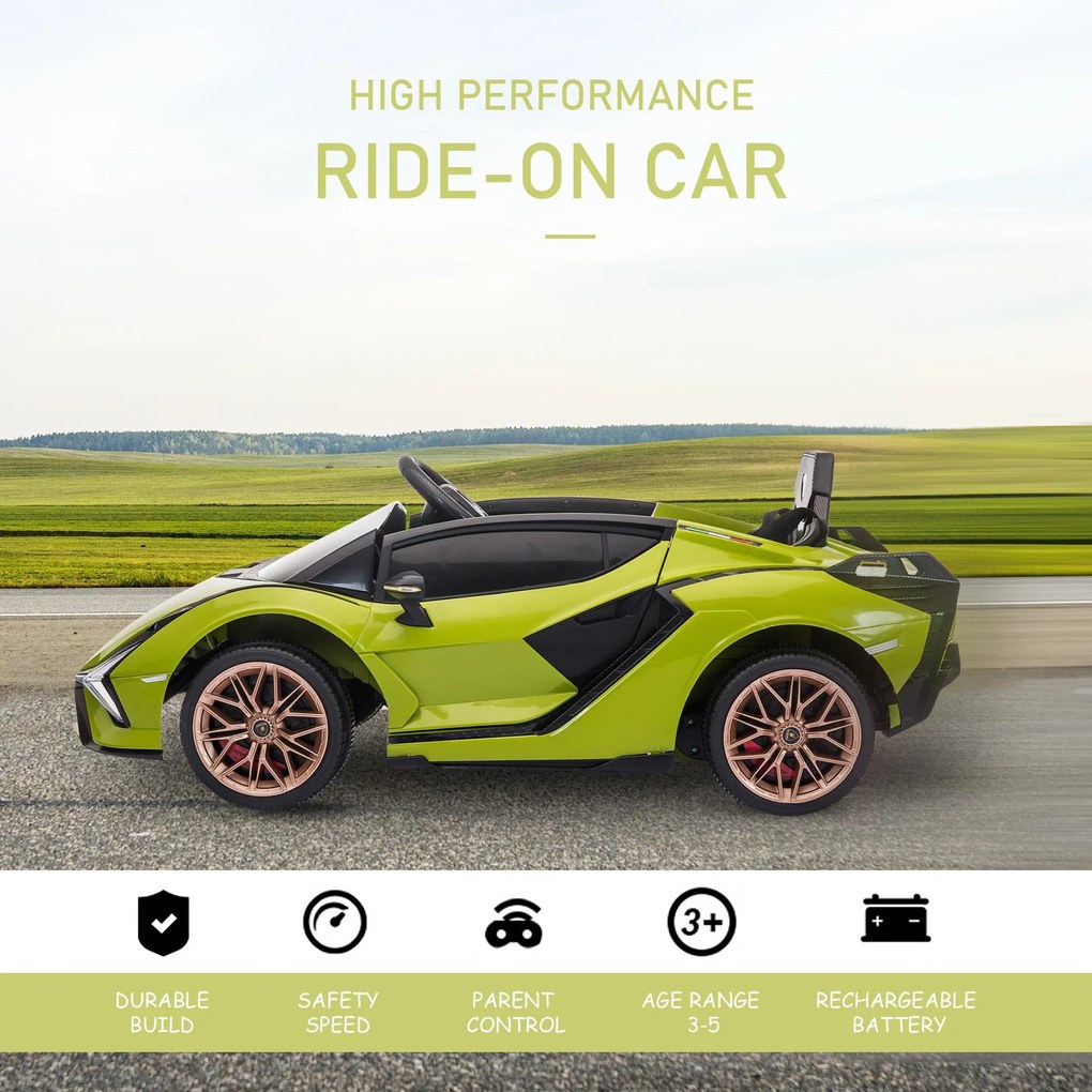 Macchina Elettrica per Bambini 12V con Licenza Lamborghini Sian FKP 37 Verde...