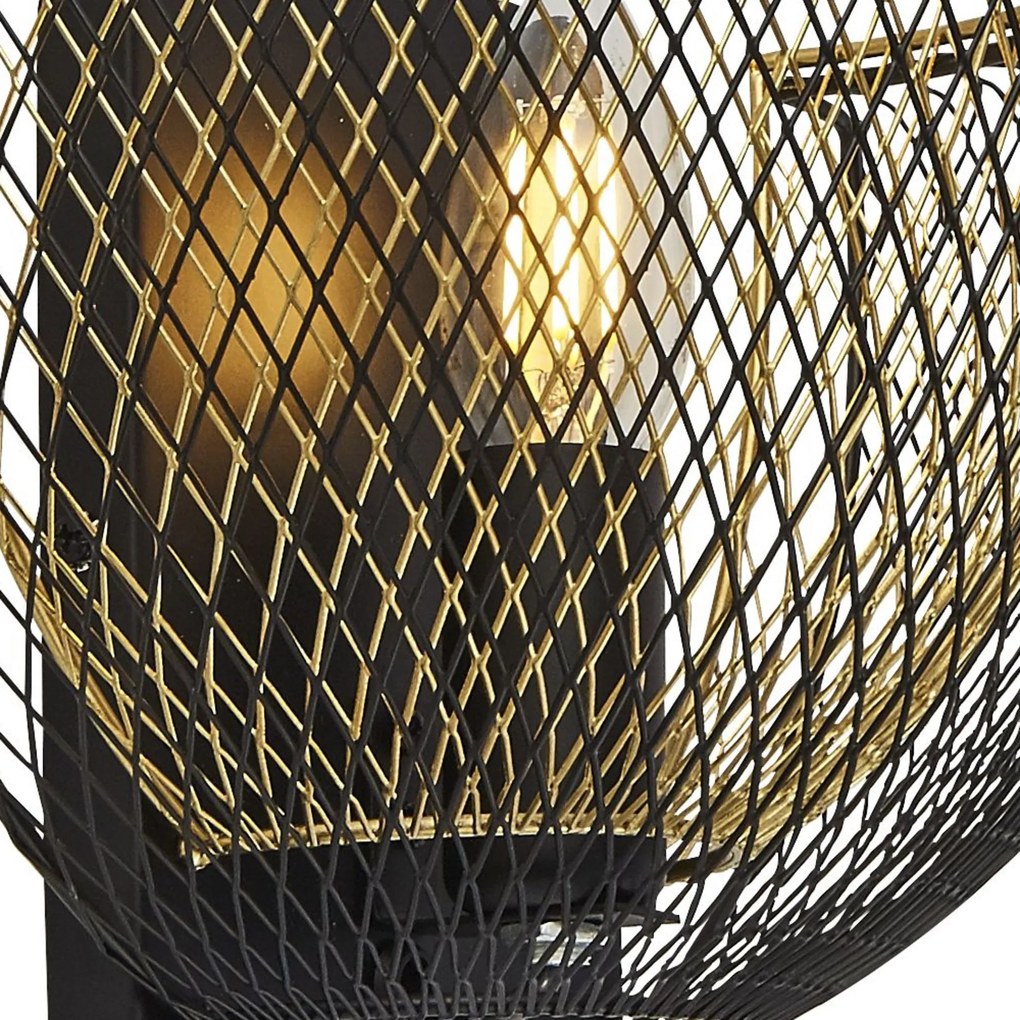 Applique Industrial-Nordico Favo Acciaio Nero Oro 1 Luce E14