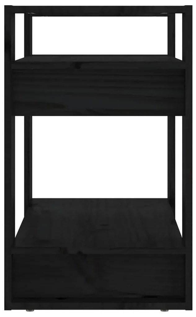 Libreria/Divisorio Nero 60x35x57 cm in Legno Massello di Pino