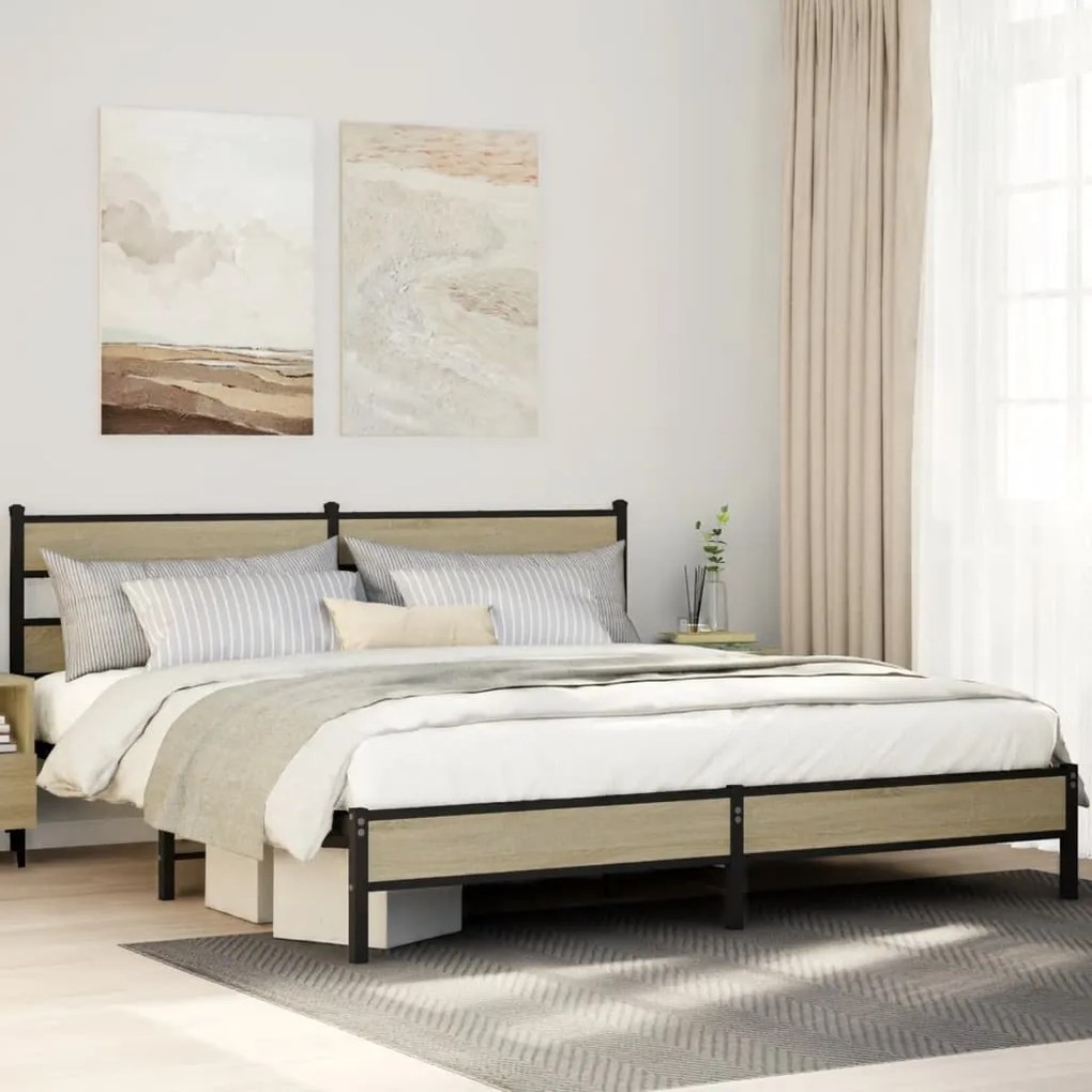 Giroletto Senza Materaso İn Metallo Rovere Sonoma 200x200 Cm /