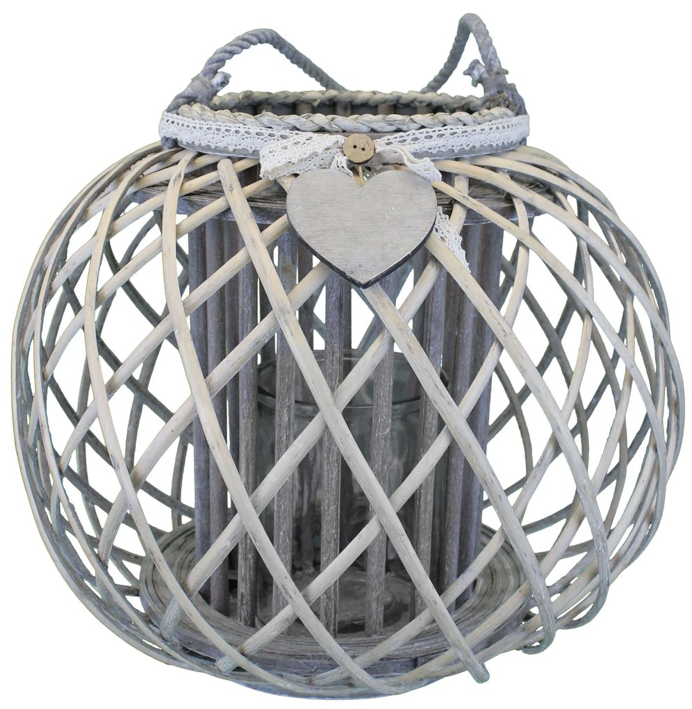 GISELE - lanterna in vimini tondo 20 x 32 cm