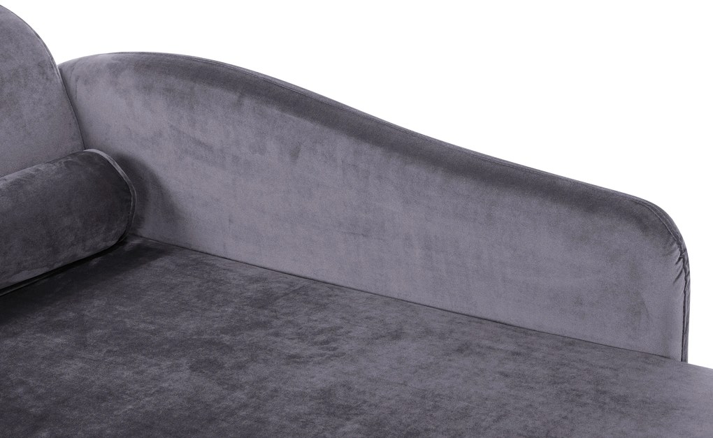Chaise longue velluto grigio scuro e legno scuro sinistra LUIRO Beliani