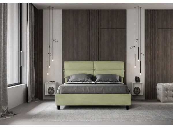 Letto contenitore da 160x190 in microfibra tč verde Nandy