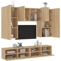 Mobili TV a Muro 5pz Rovere Sonoma in Legno Multistratocod mxl 110218