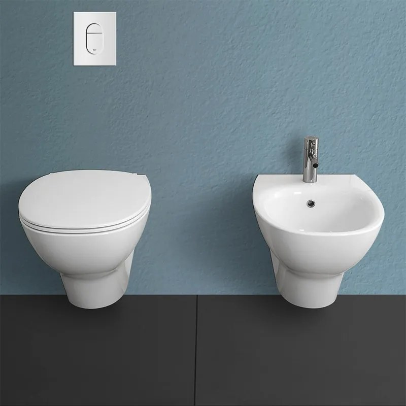 WC sospeso rimless serie Morning scarico parete in ceramica bianco