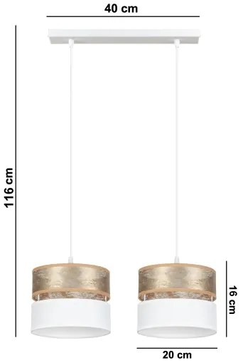 Lampadario a sospensione con filo LIMA 2xE27/60W/230V oro/bianco