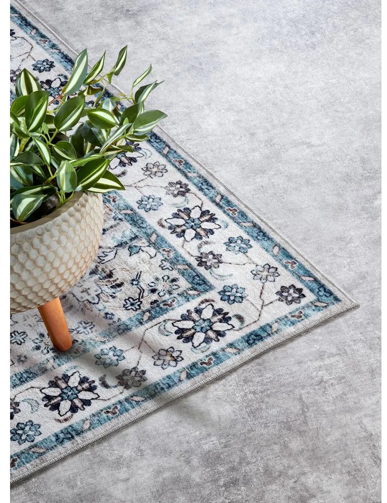 Tappeto azzurro 80x150 cm Saveh Cream Blue - Elle Decoration