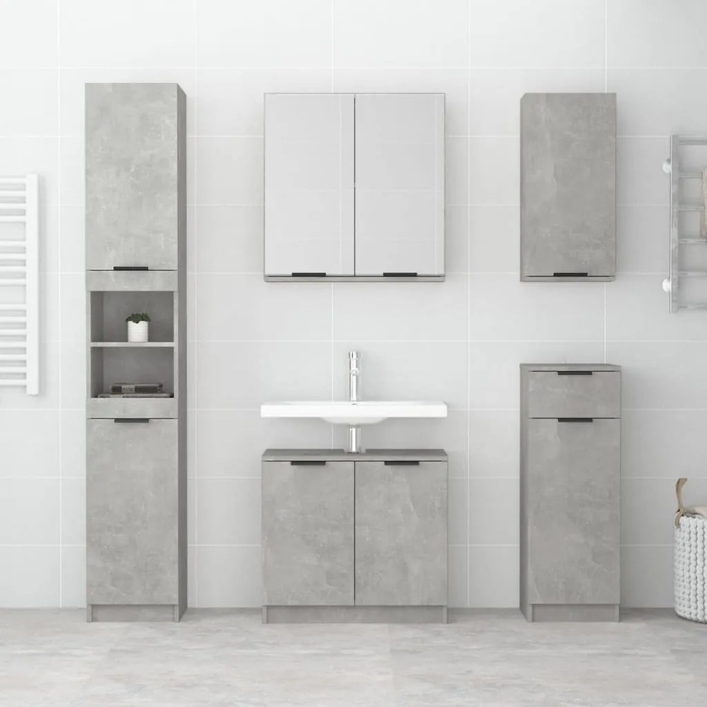 Mobile da bagno grigio cemento 32x34x188,5 cm legno multistrato