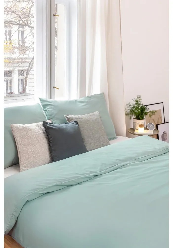 Biancheria da letto matrimoniale verde in microsatin 200x200 cm Basic - Bonami Essentials