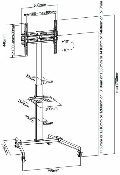 Nedis TVSM5100BK - Supporto da pavimento per TV 32-55" nero