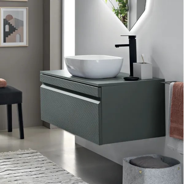 Cassetto bagno portalavabo 80 cm sospeso in PVC RIO Verde Alga