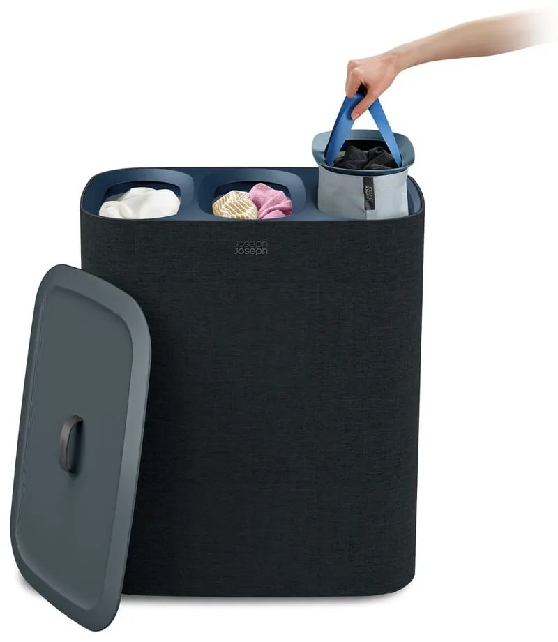 Cesta per il bucato color antracite in tessuto 3x30 l Tota Trio – Joseph Joseph