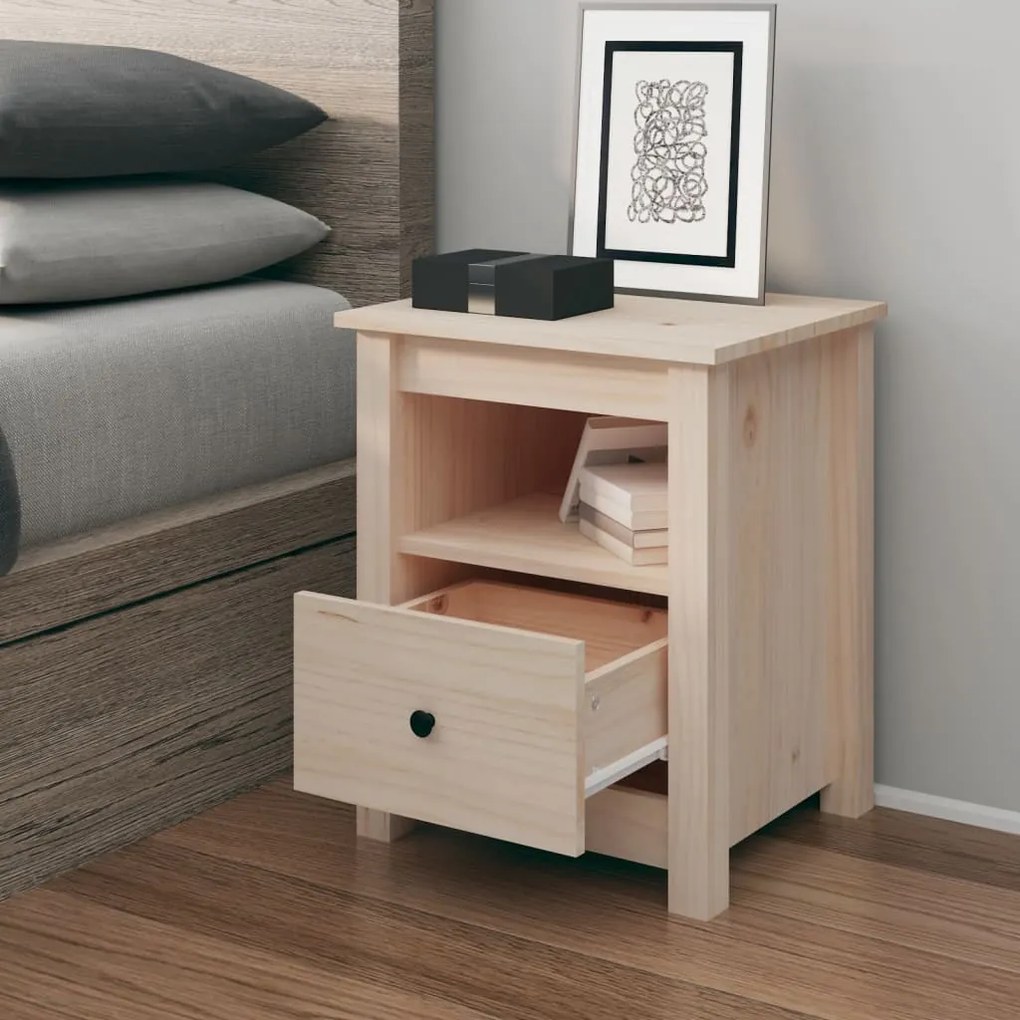 Comodino 40x35x49 Cm İn Legno Massello Di Pino /