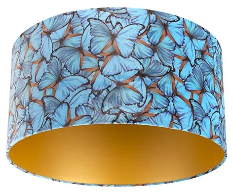 Paralume in velluto con design a farfalla 50/50/25 interno dorato