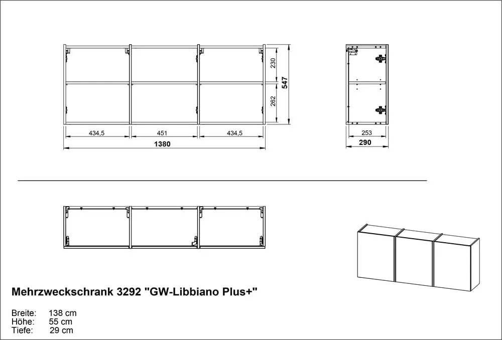 Mobile per ingresso color crema 138x55x29 cm Libbiano – Germania