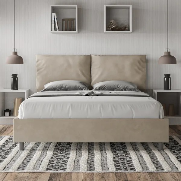 Letto contenitore da 160x190 in microfibra sabbia Antea