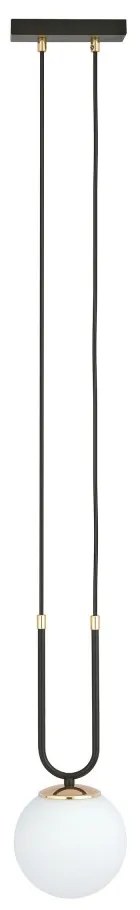 Lampadario a Sospensione in Acciaio e Vetro GLAM 1 Nero E14 Colore delle Sfere Bianco