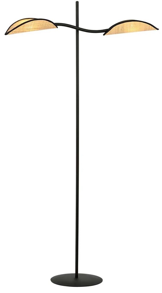 Piantana Contemporaneo Ares Acciaio Nero Marrone 2 Luci E14 Ip20